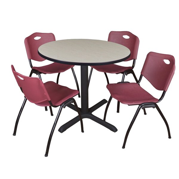 Cain Cain Round Table & Chair Set, Wood, Metal, Plastic Top, Maple TB36RNDPL47BY - main